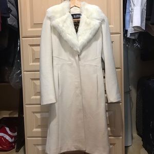 Marvin Richards wool blend coat w/ faux fur collar